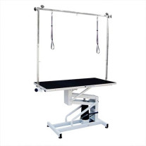 Mesa hidráulica negra sin cable para peluquería canina profesional