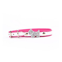 Collar piel con perrito brillante  | Comprar collares de piel para mascotas