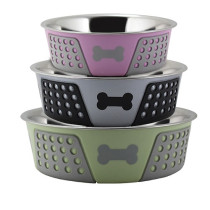 Comedero acero inox.  Hermosa VERDE 1.600 ML.