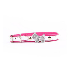 Collar piel con perrito brillante  | Comprar collares de piel para mascotas