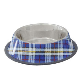 Comedero bebedero para perros diseño cuadro escocés azul