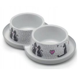 Comedero Trendy Diner Cats In Love Doble para perros