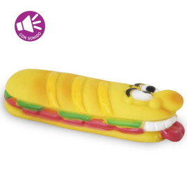 Juguete para perros con sonido y forma perrito caliente