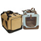 Jaulas plegables de loneta - Viajar con perro o gato transportín CAMEL Y NEGRA 81x58x58 cm.