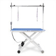 Mesa eléctrica Elegance azul con ruedas para peluquería canina