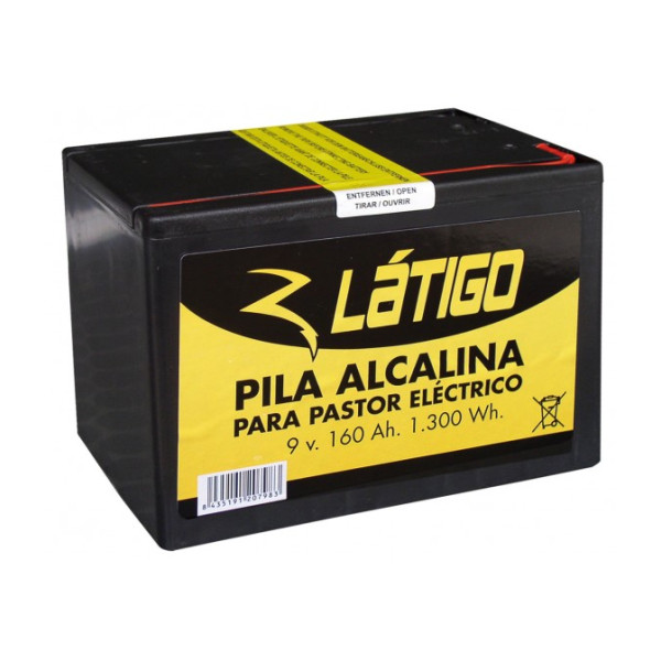 Pila Látigo Alcalina 9 V. 160 A/h. para pastores eléctricos y cercas